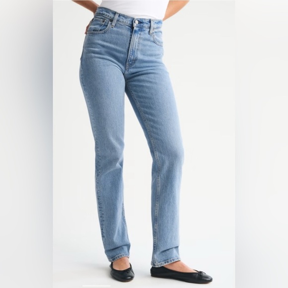 A&F Vintage Comfort Stretch Ultra High Rise 90s Straight Blue Jean size 29/8 - Picture 8 of 9